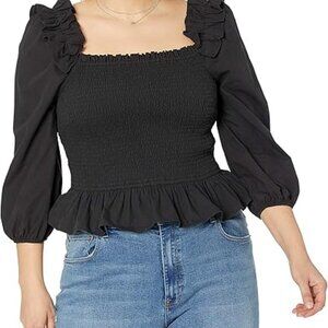 RUFFLED SMOKED LONG SLEEVE TOP
